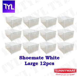 Sunnyware Shoemate Large 12pcs Shoe Mate Stackable Transparent Plastic Shoe Organizer Shoe Box Shoebox Shoes